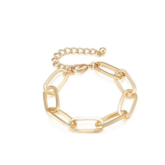 NEW 14k gold plated paperclip chunky bracelet - Picture 2 of 2